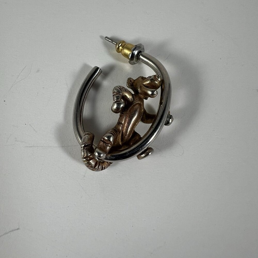 Vintage Disney Tigger Gold & Silver Tone Hoop Pierced Single Earring